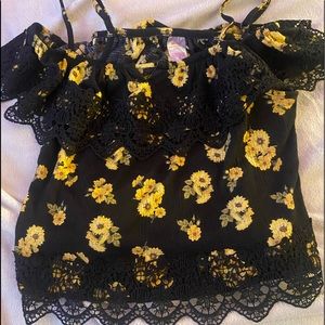 Sunflower off the shoulder shirt